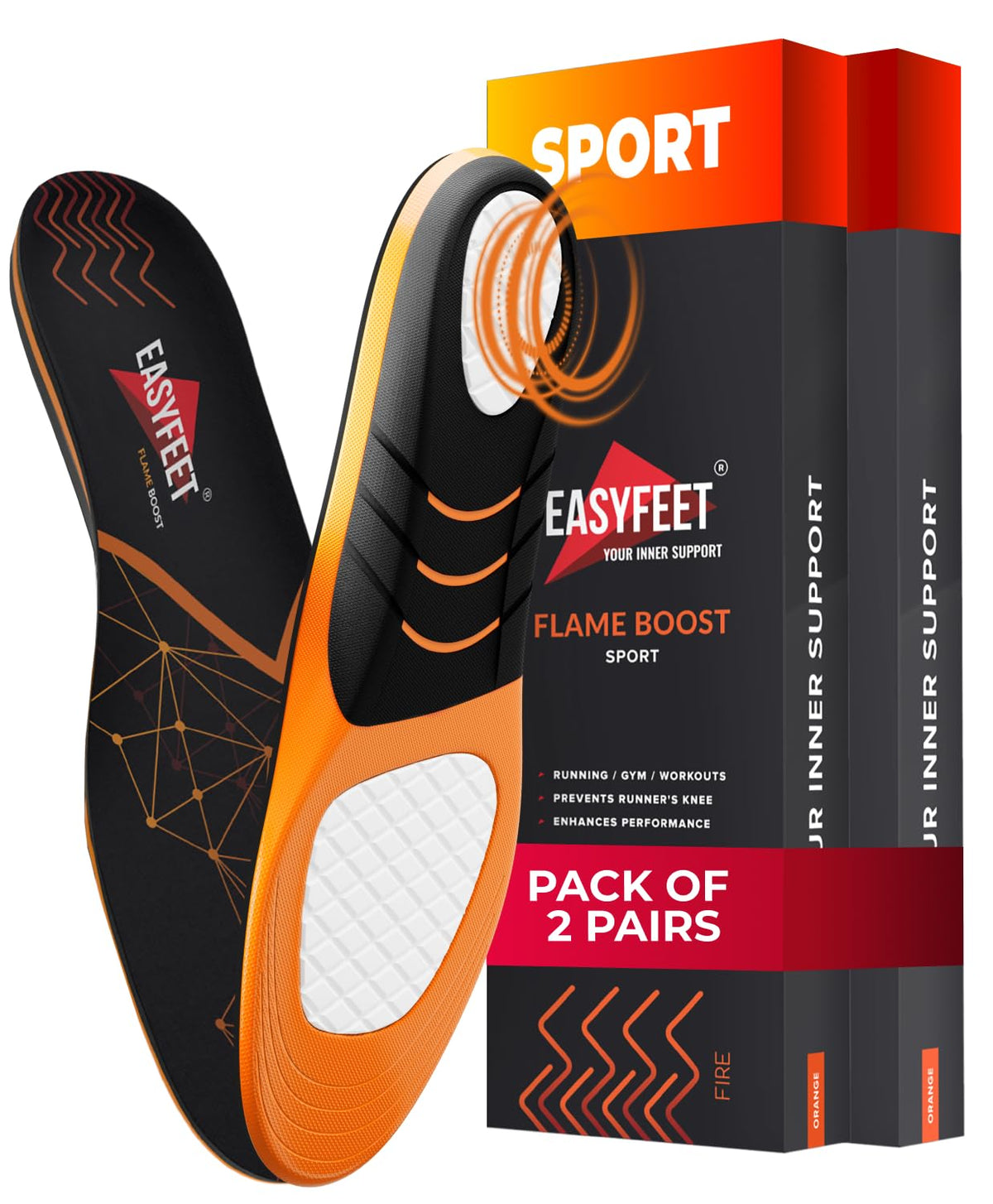EASYFEET Flame Boost insoles top view for all-day comfort in sneakers