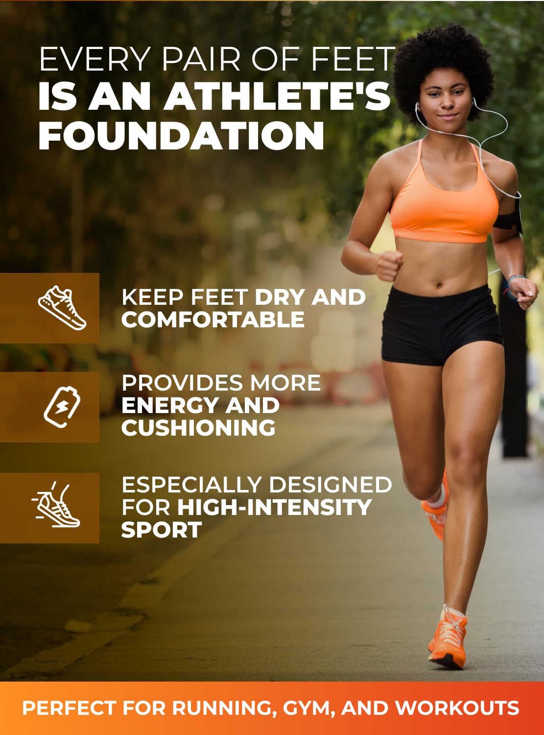 EASYFEET Flame Boost moisture-management layer keeps feet dry during workouts