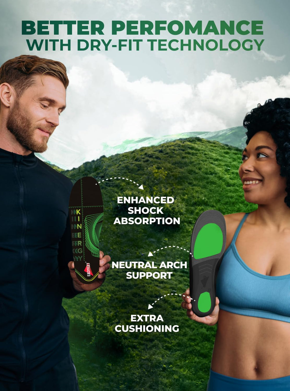 EASYFEET Joint Protect Tech insole supports knees and ankles during tough routes.