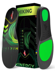 EASYFEET Kinergy arch-support insole offers stabilizing comfort for rugged trail hikes.