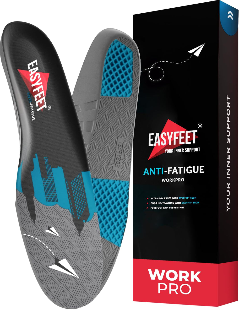 EasyFEET orthotic work insole arch support for all-day standing comfort.