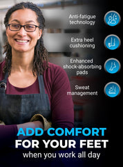 EasyFEET orthotic work insole moisture-wicking layer for daily dryness.