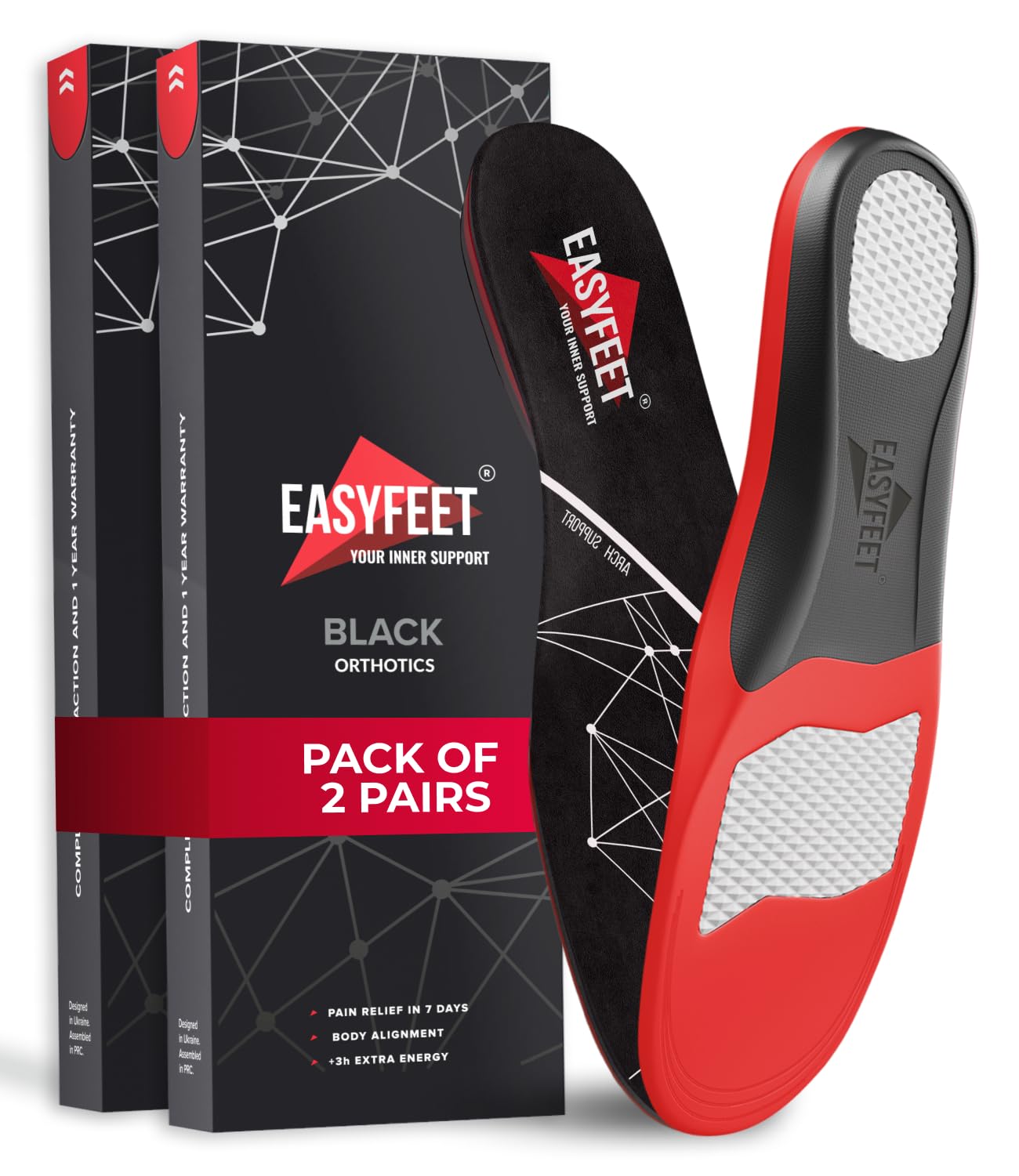 EASYFEET premium anti-fatigue insoles with arch support for all-day comfort