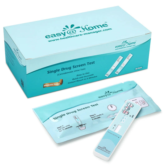Easy@Home marijuana urine test kit box for convenient home screening.