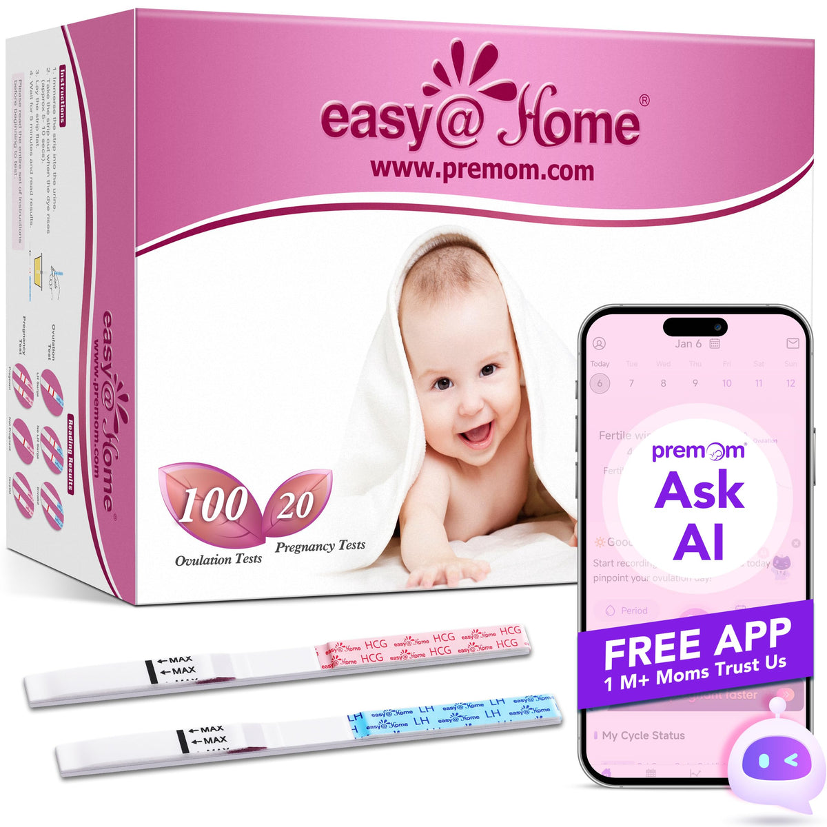 Easy@Home ovulation strip ready to dip for accurate LH surge detection