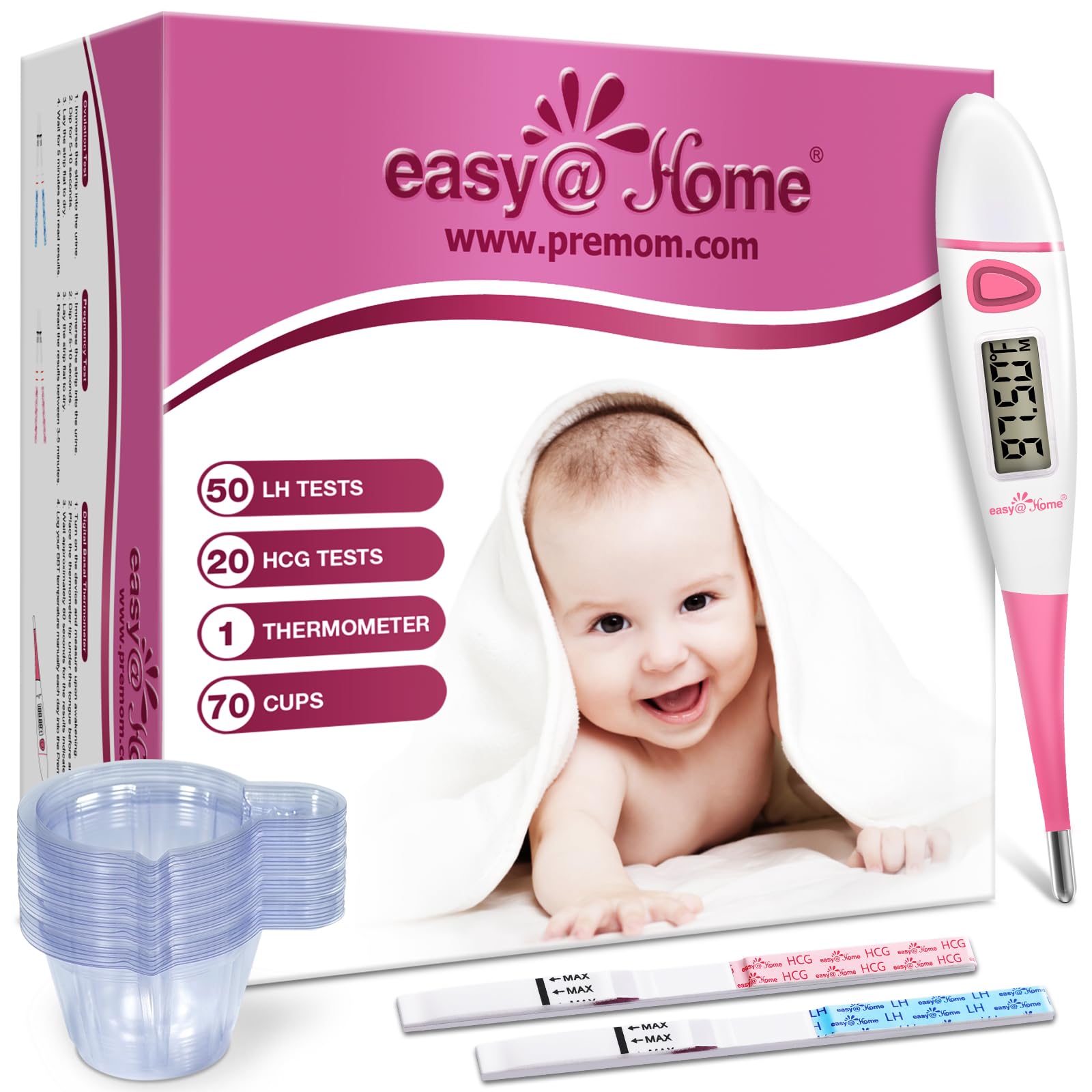 Easy@Home ovulation test kit: ovulation strips indicate fertile window with LH tracking.