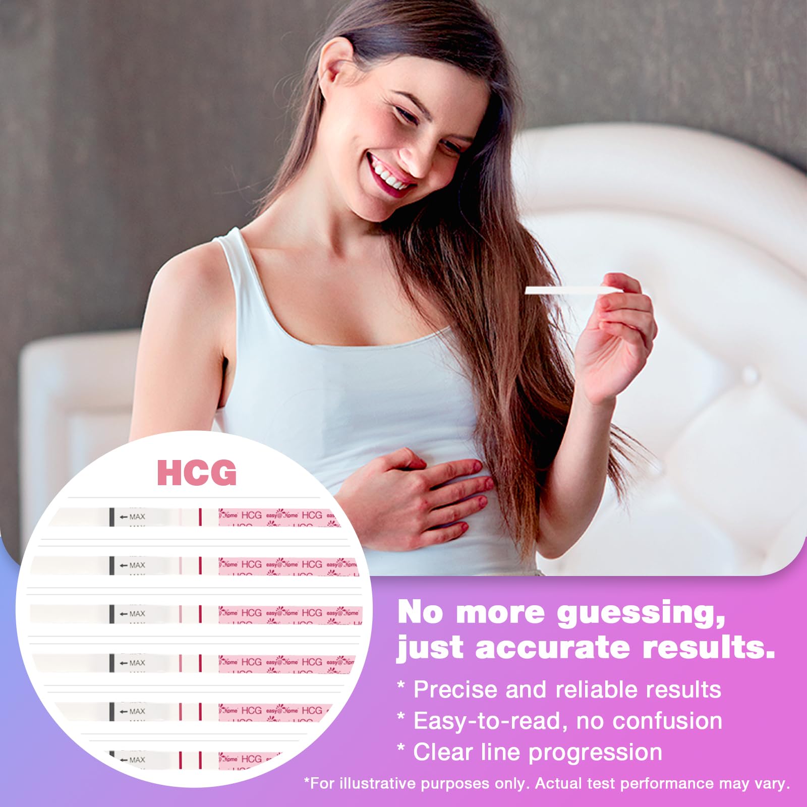 Easy@Home pregnancy test strip shows two lines when pregnancy is possible