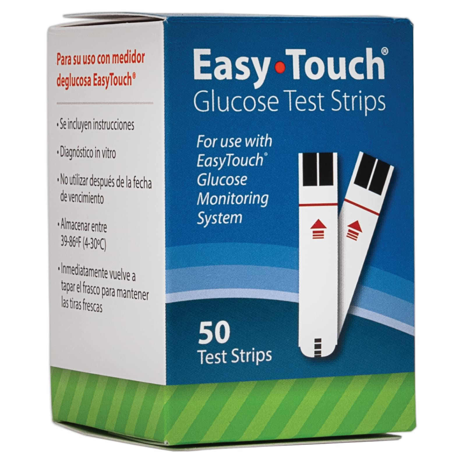 EasyTouch glucose test strips palm testing option for quick checks.