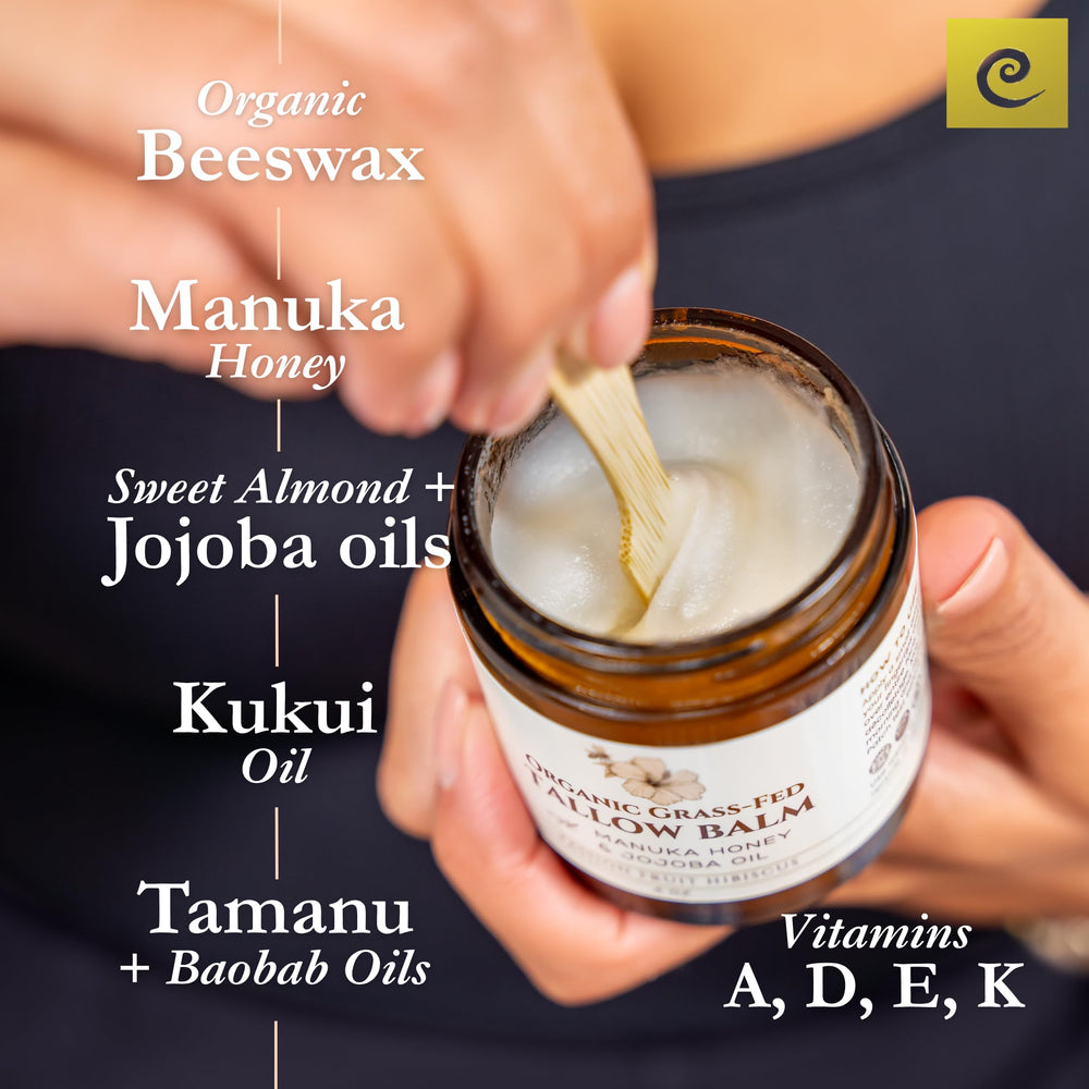 Close-up of manuka honey and jojoba oils in the balm