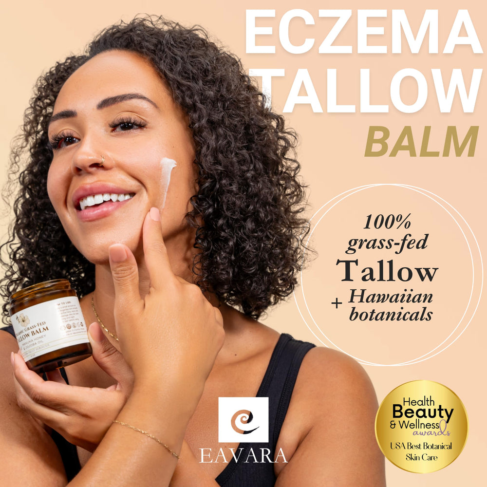 Application of Eavara balm to the face for soothing moisture