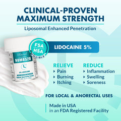 Ebanel 5% Lidocaine Cream tube on display highlighting easy access