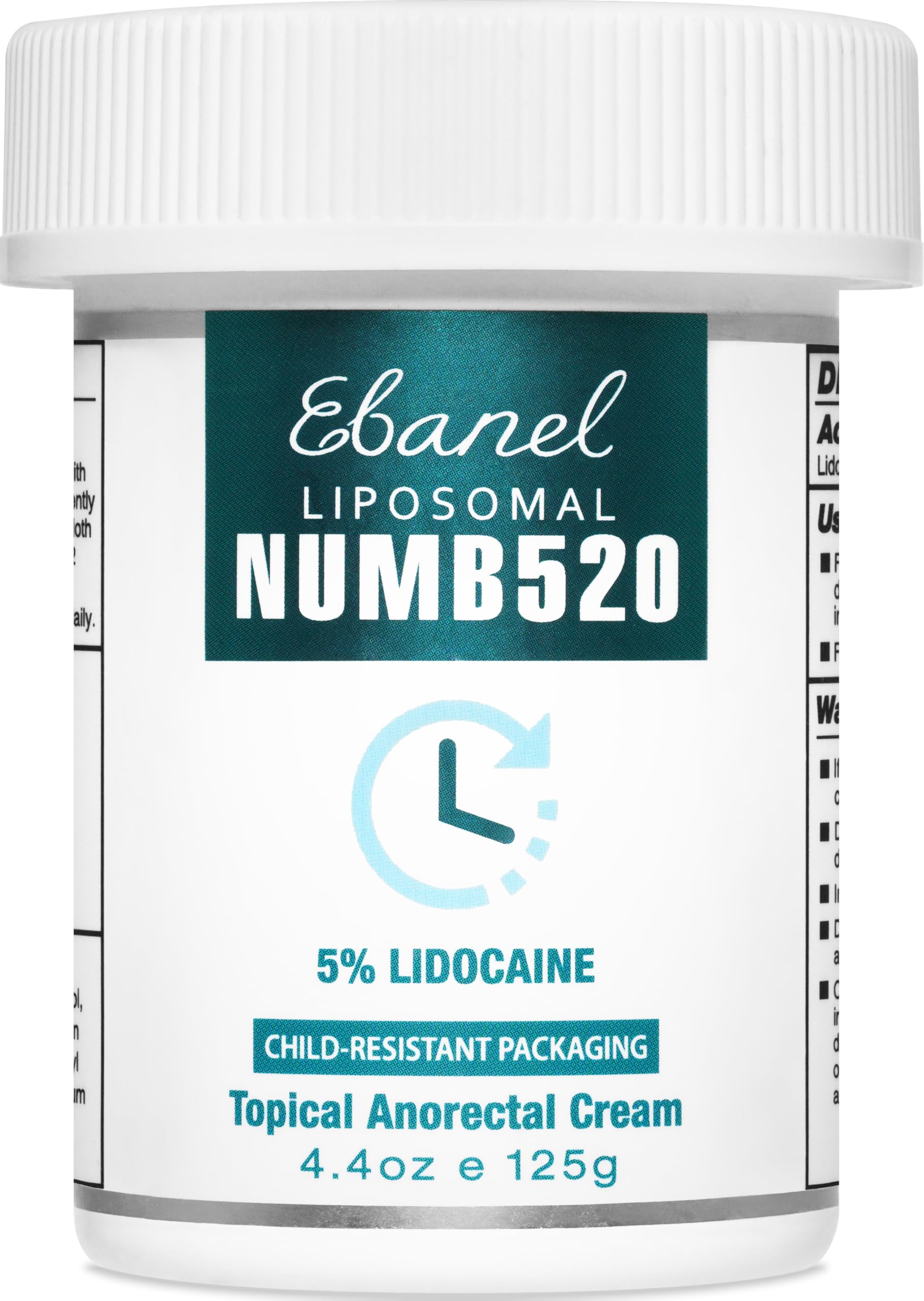 Ebanel 5% lidocaine numbing cream bottle for fast temporary relief.