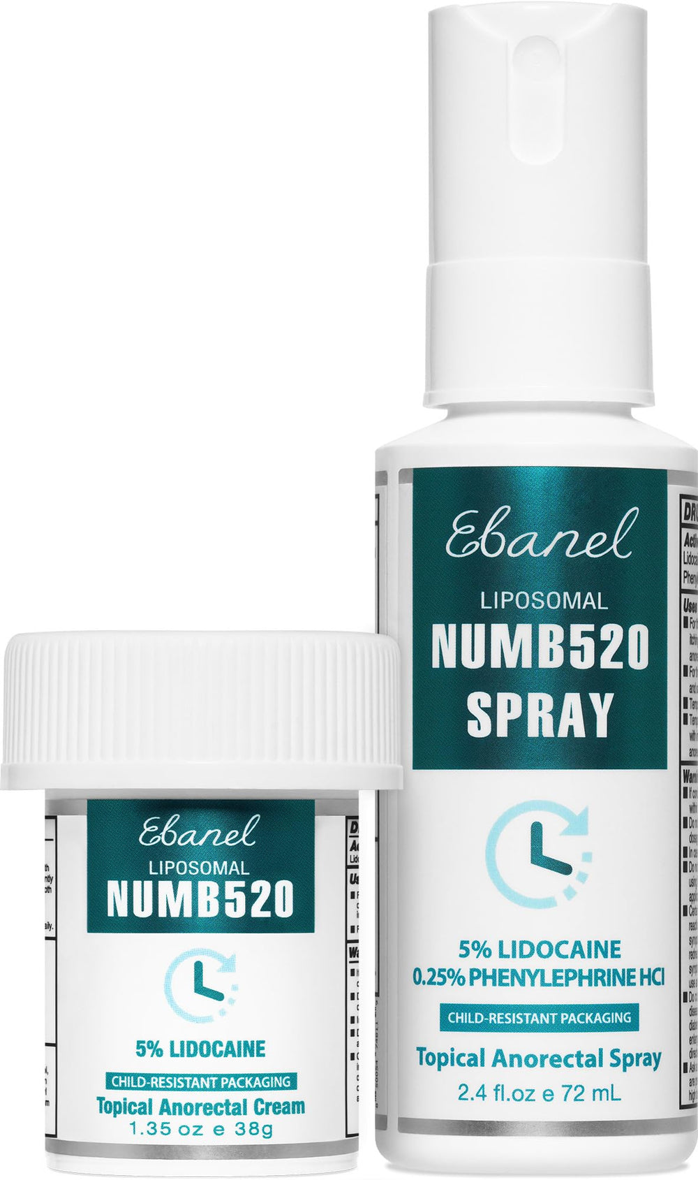 Ebanel 5% lidocaine cream bottle pour illustrating quick temporary numbing for minor discomfort.