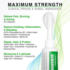 Ebanel hemorrhoid cream application closeup showing precision application.