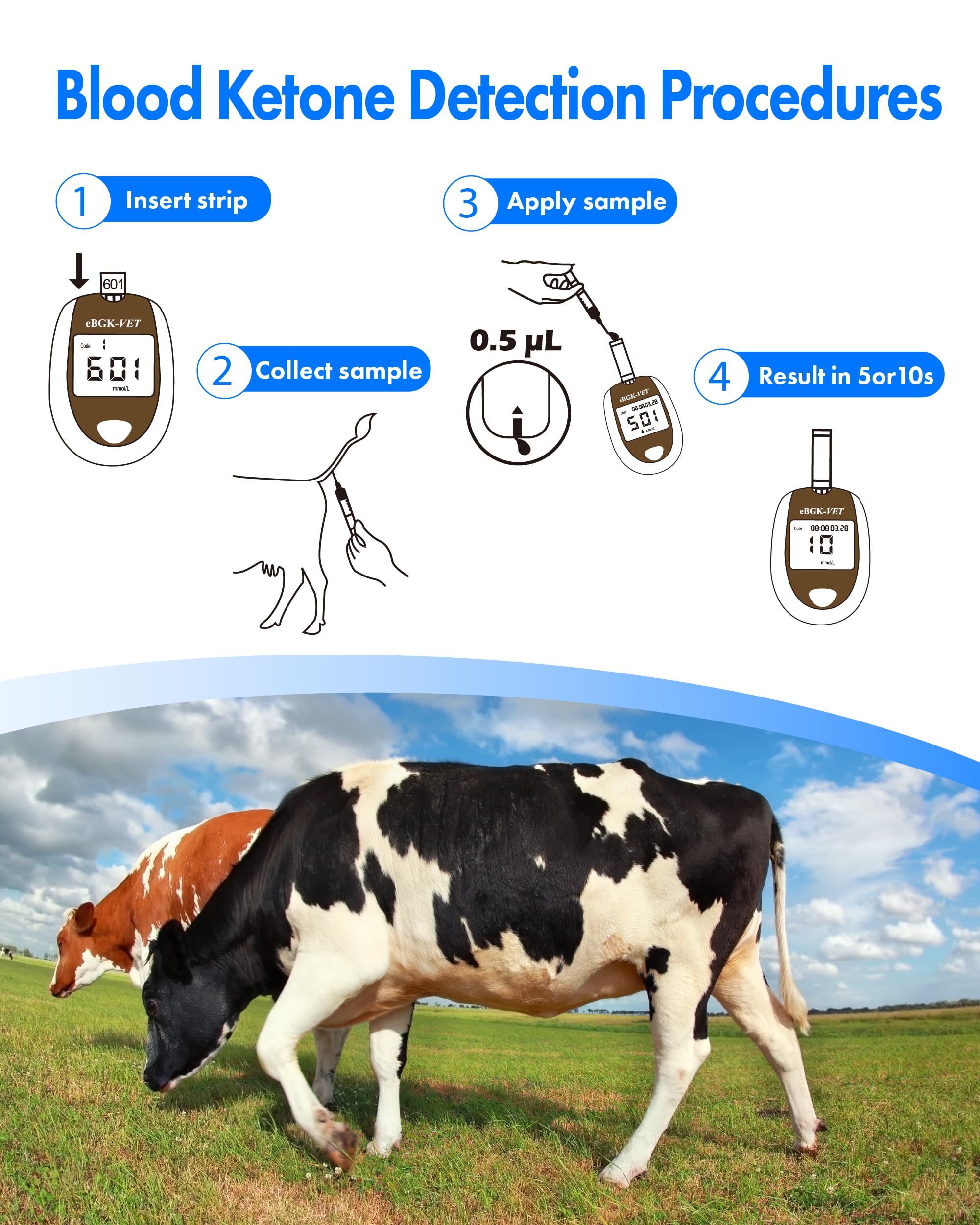 eBmonitor eBGKVET ketone strips for ketosis monitoring on dairy farms