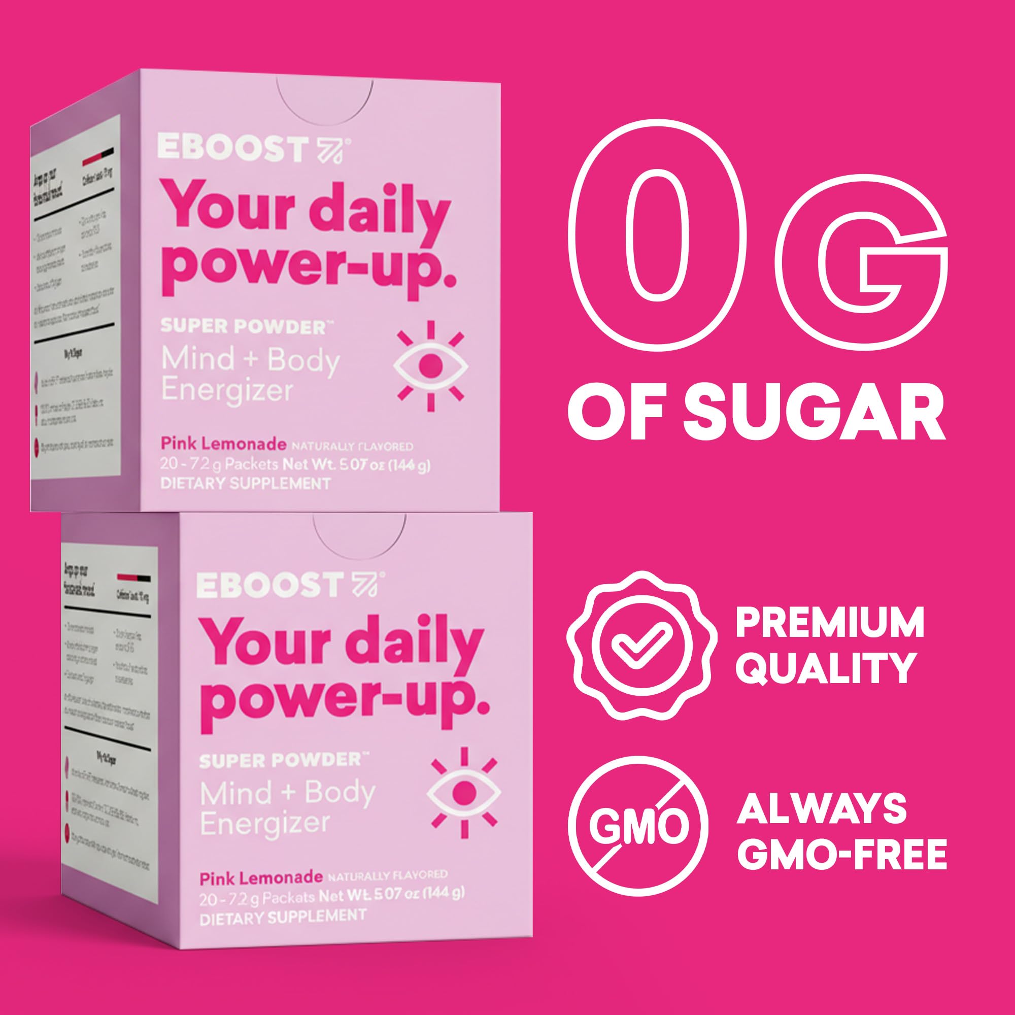 Box of 20 EBOOST Pink Lemonade packets for convenient hydration