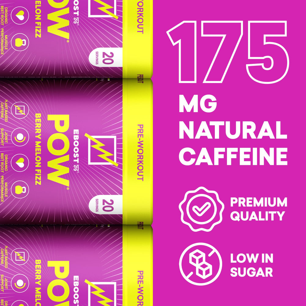 EBOOST POW Berry Melon Fizz ice-cold glass ready for a quick energy lift