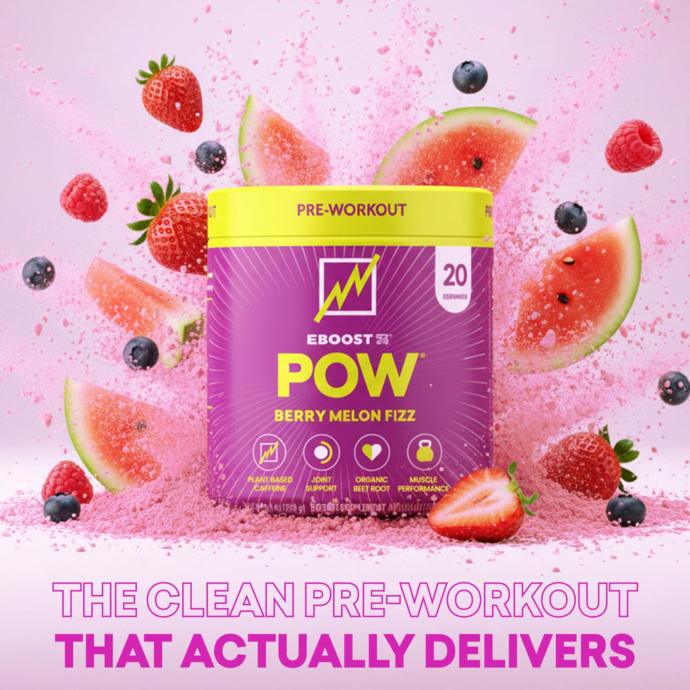 EBOOST POW Berry Melon Fizz mixer dissolving for clean focus and performance