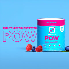 Close-up of POW label emphasizing natural ingredients and no artificial colors.