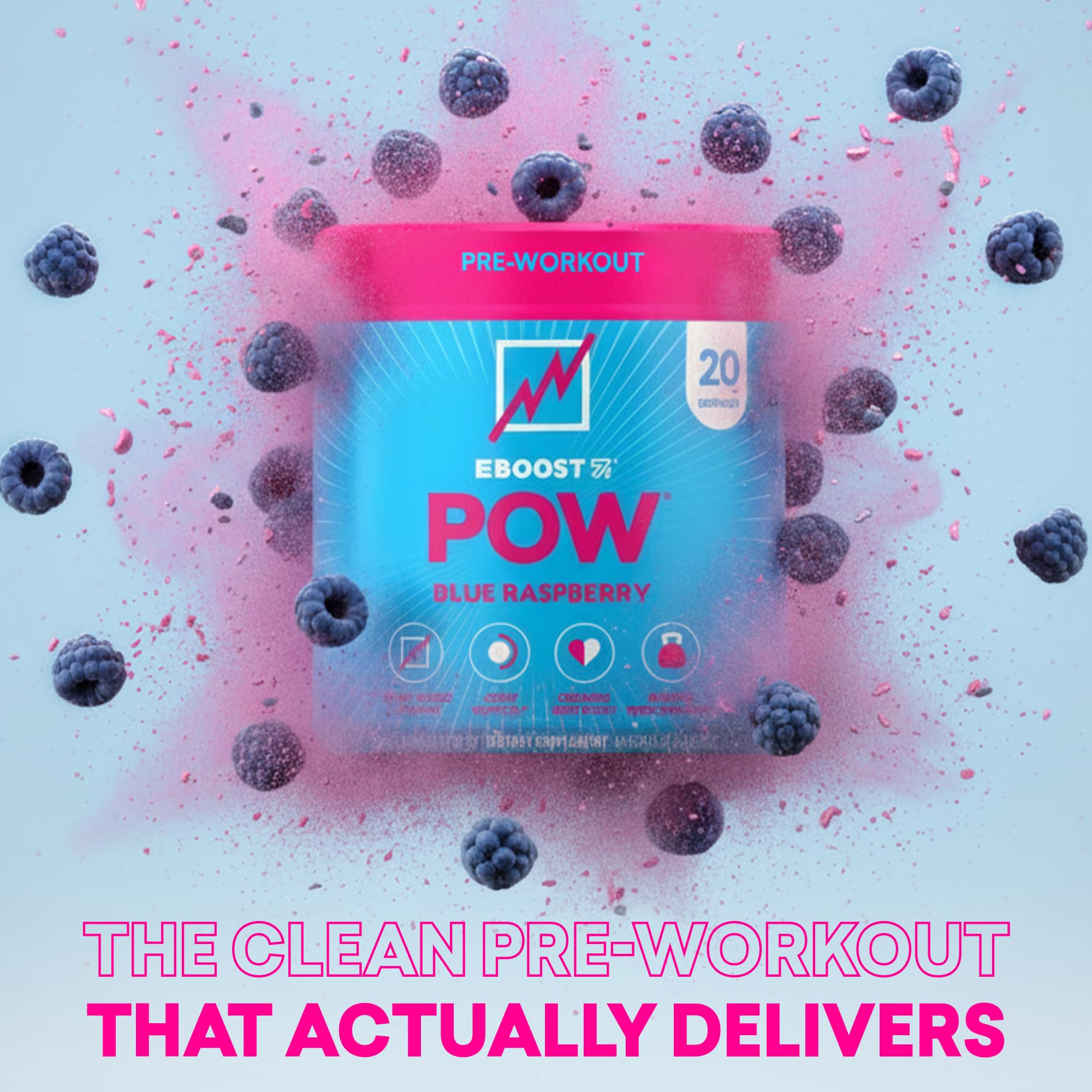 Scoop of POW added to water for quick pre-workout hydration.