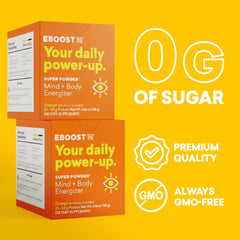 EBOOST thirteen vitamins and minerals support daily vitality.