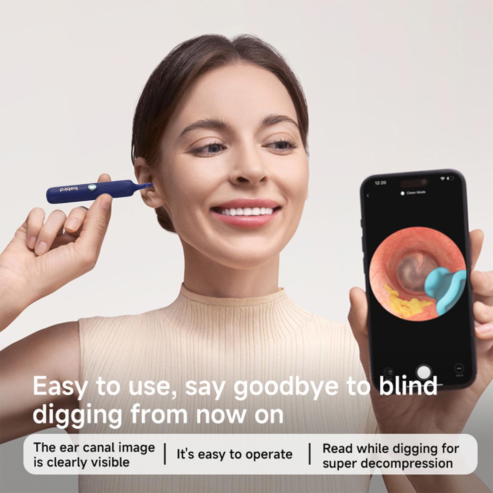 ECCLEUTH 1080P otoscope shows ear canal details clearly
