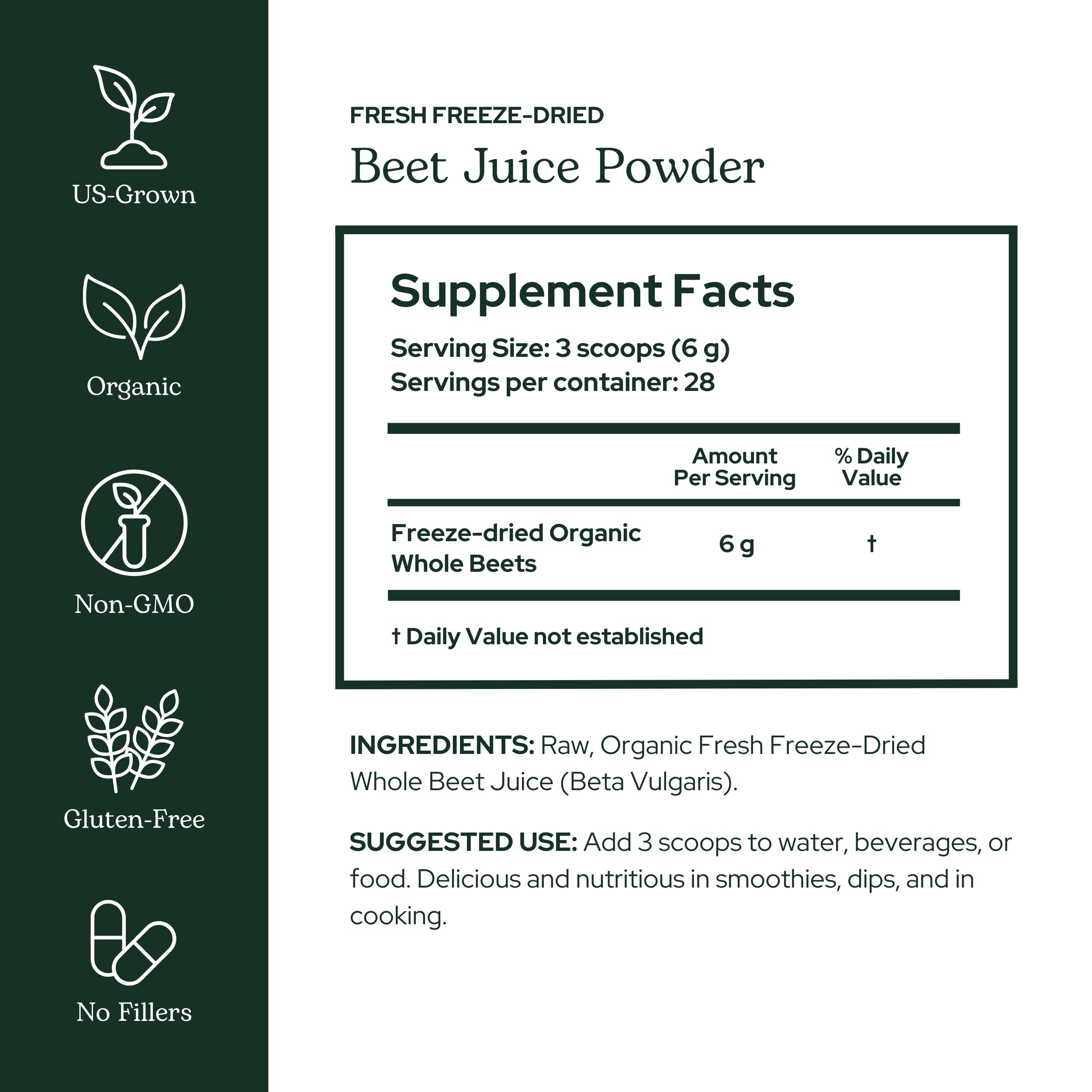 Eclectic Institute Beet Juice Powder pour invites quick smoothies and drink mixes.