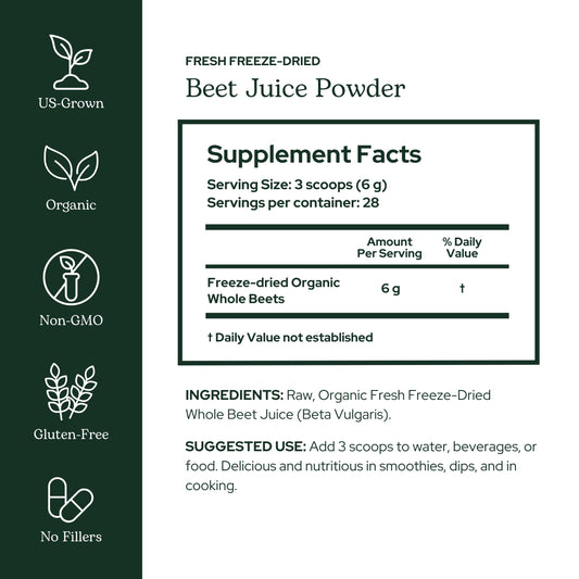 Eclectic Institute Beet Juice Powder pour invites quick smoothies and drink mixes.