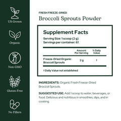 Pouring broccoli sprouts powder from Eclectic Institute for easy add-to-drink use