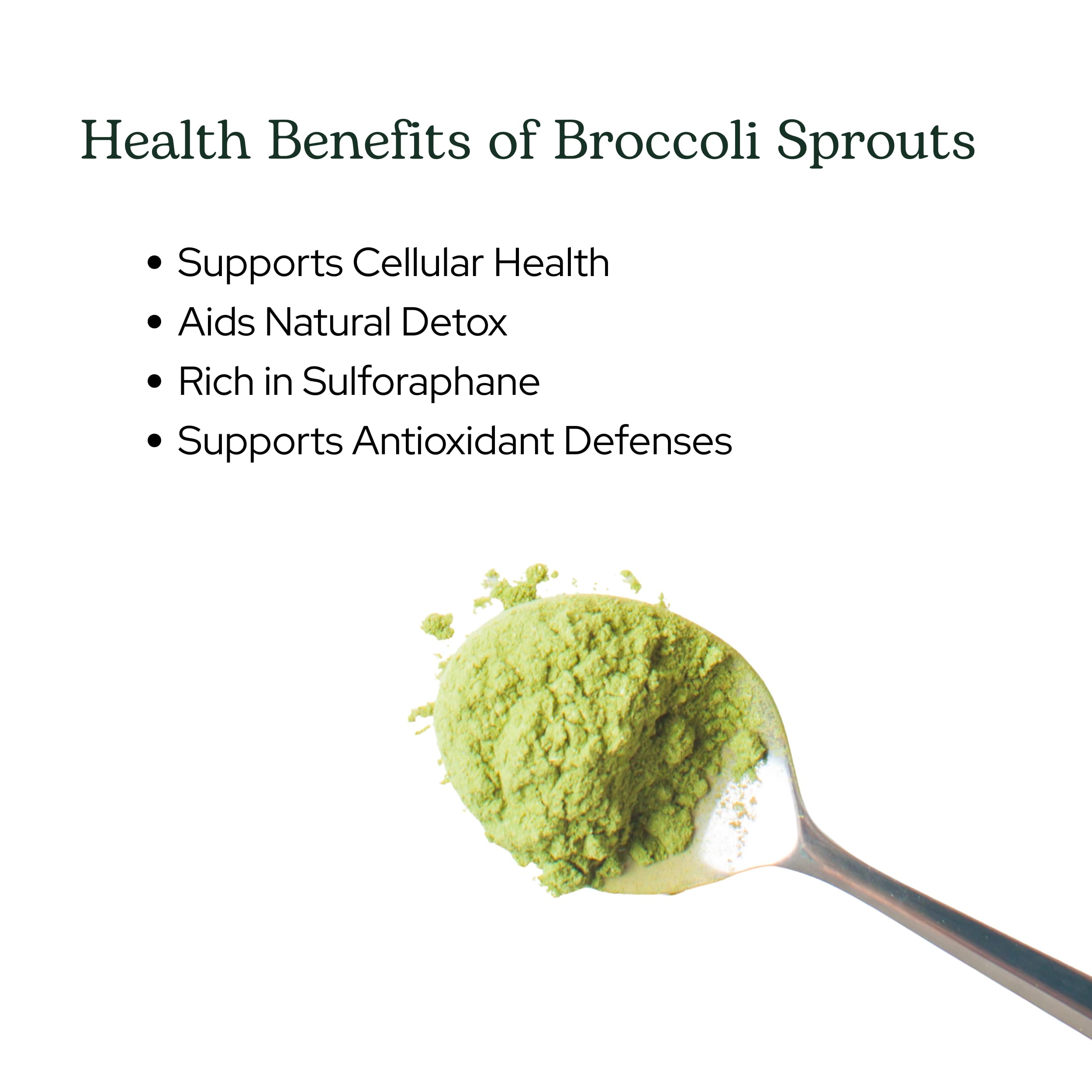 Eclectic Institute packaging of broccoli sprouts powder on display