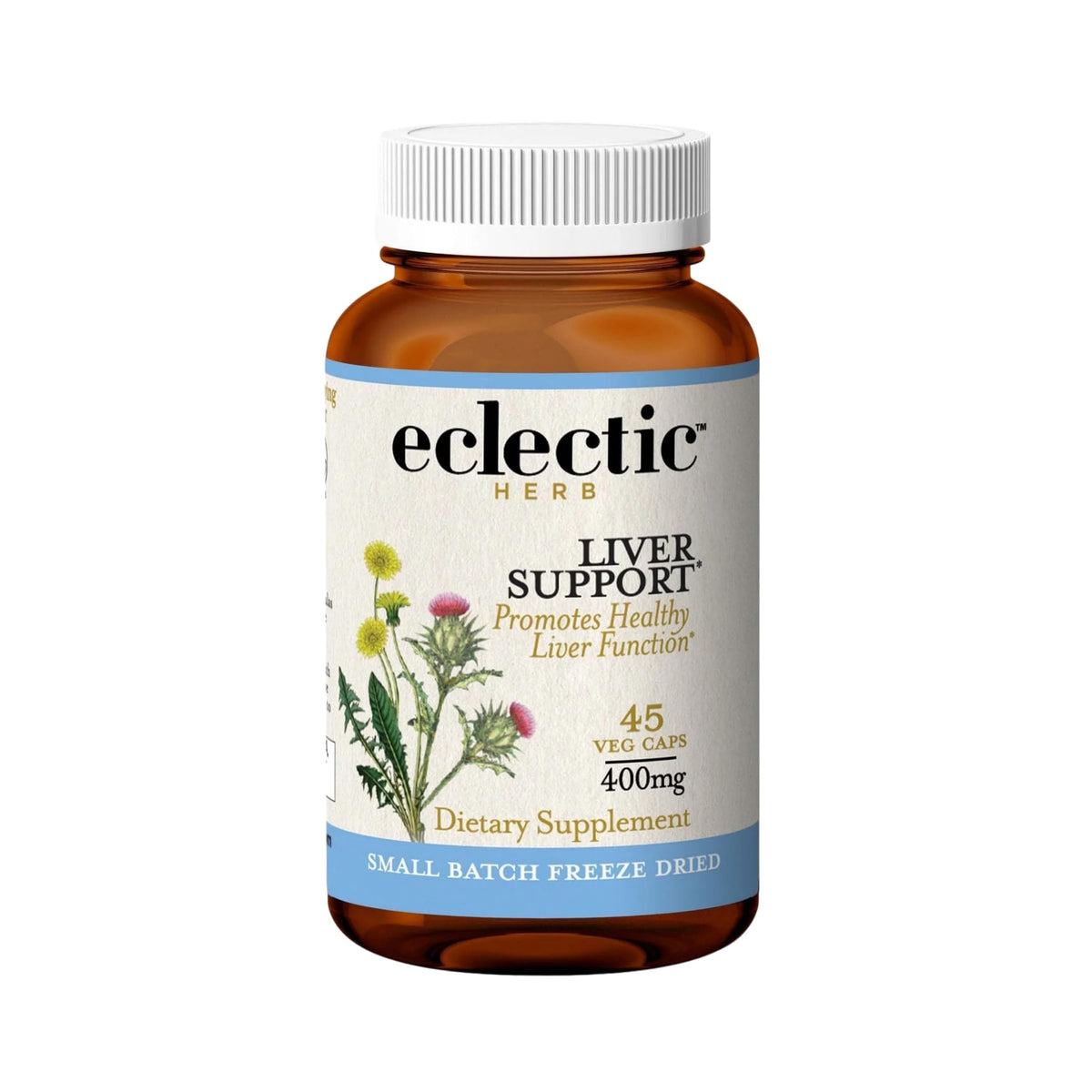 Eclectic Institute Eclectic Herb liver support capsules on bottle, supports natural detox and digestion