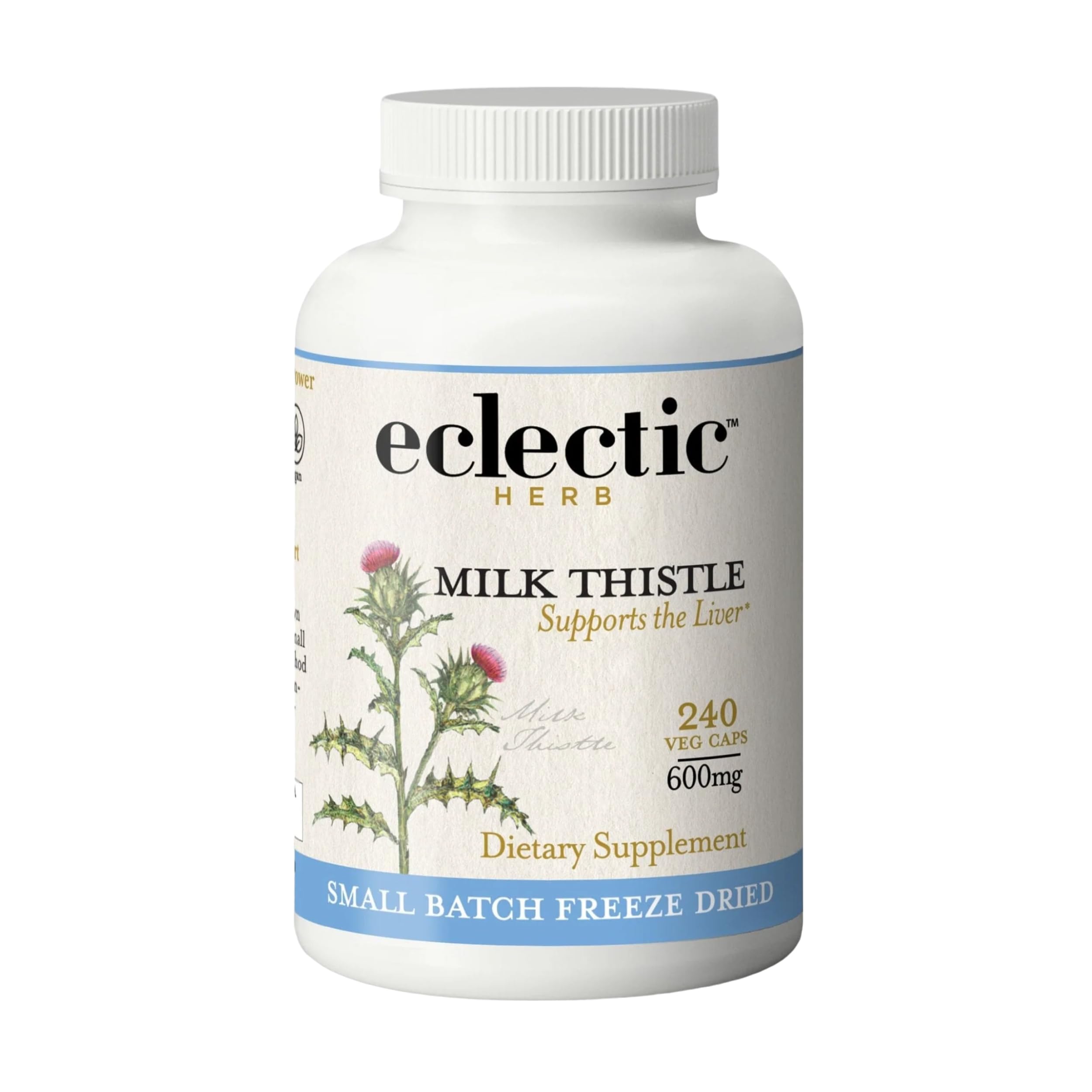 ECLECTIC INSTITUTE milk thistle capsules bottle for convenient daily liver support
