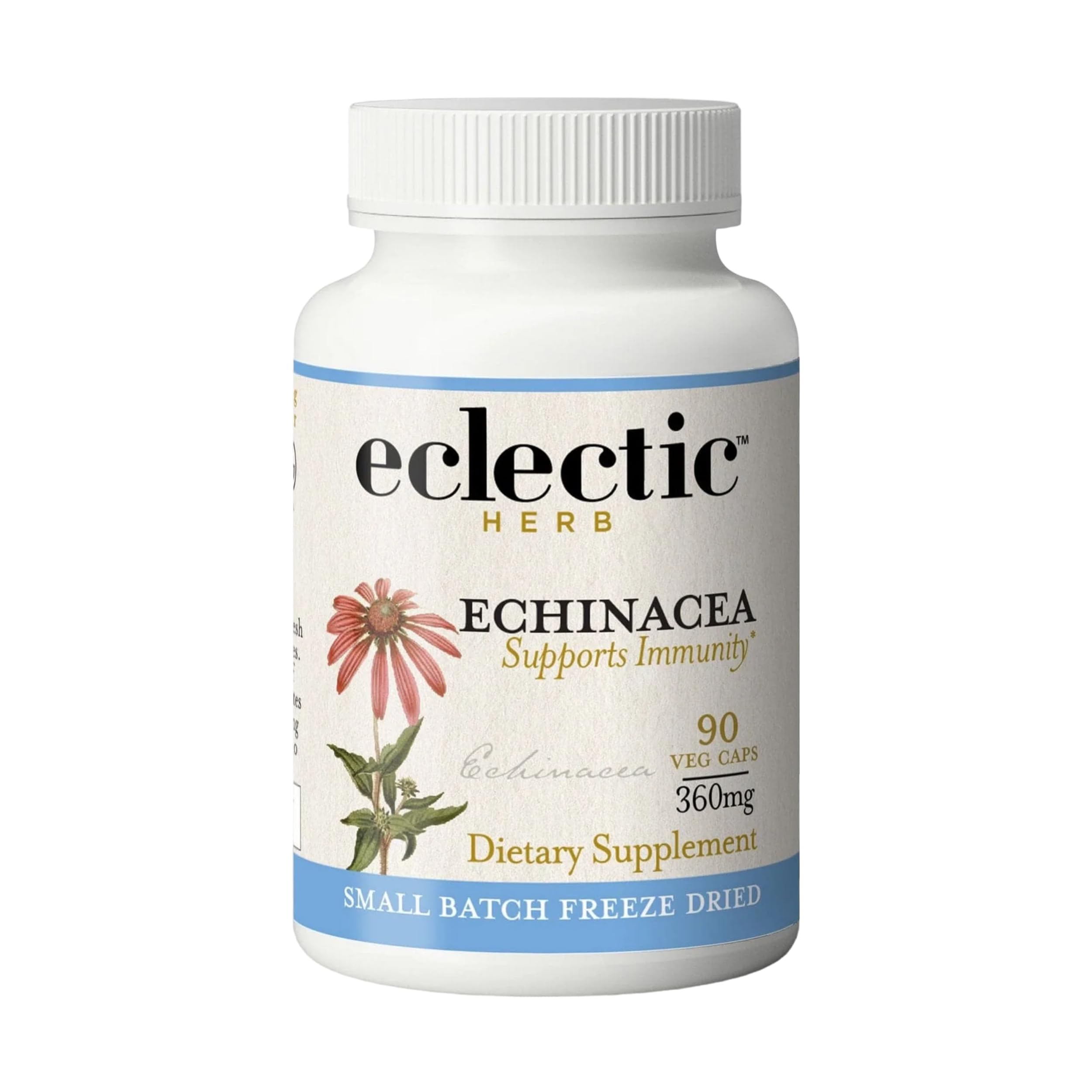 ECLECTIC INSTITUTE Raw Echinacea Angustifolia bottle closeup for immunity support