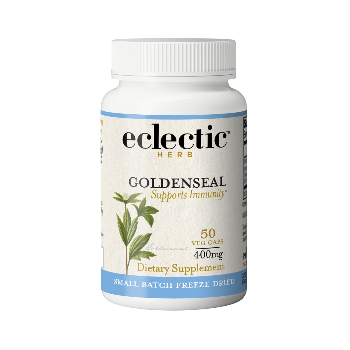 ECLECTIC INSTITUTE raw freeze-dried goldenseal capsules bottle for immune support and sinus health