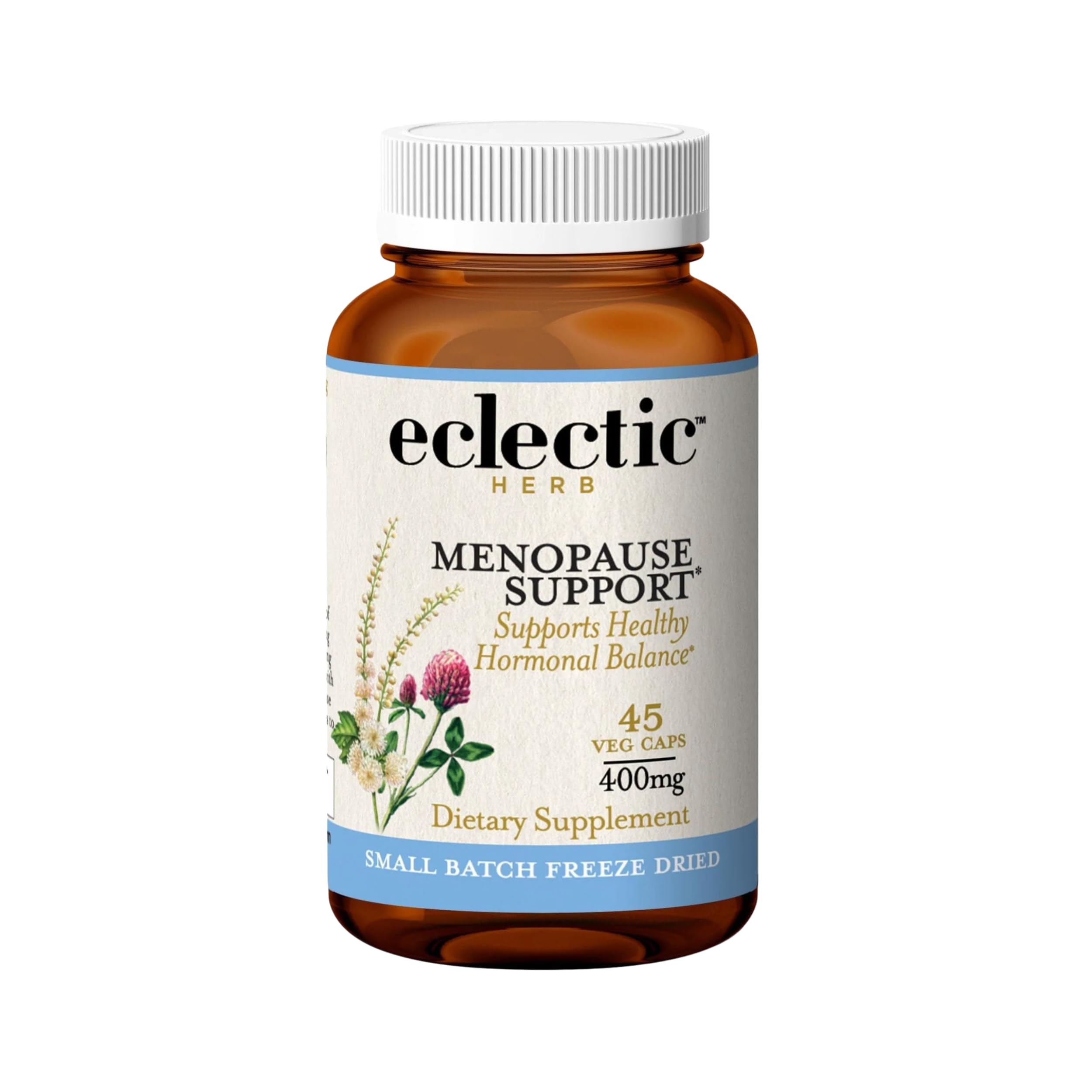 ECLECTIC INSTITUTE Raw Fresh Freeze-dried Menopause Support bottle supports daily balance and natural vitality.