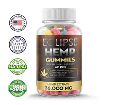 Eclipse Hemp Gummies nutrition facts card visible for informed choices