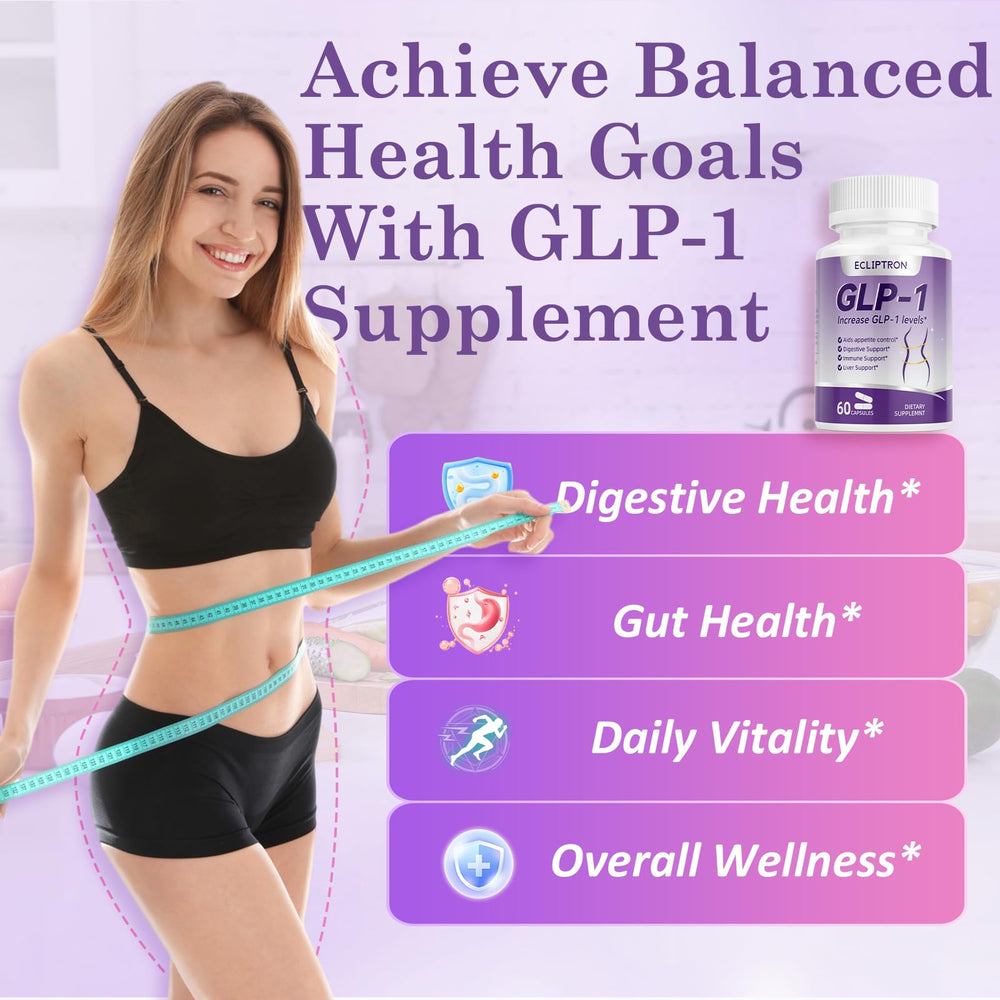 Ecliptron GLP-1 supplement bottle on a shelf with modern design.