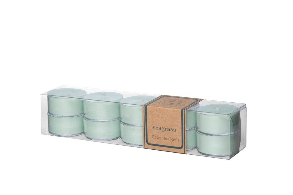 Eco Candle Co. tea light with seagrass focus for ambient lighting and clean burn