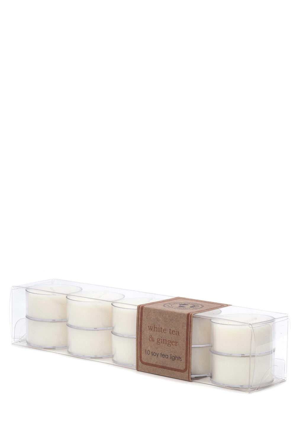 Eco Candle Co. tea light ten-pack: White Tea & Ginger for clean ambient lighting