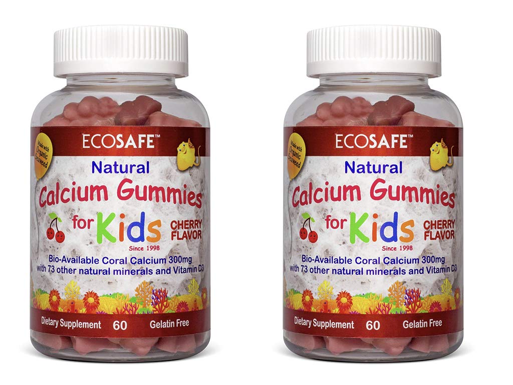 ECO SAFE Coral Calcium D3 Kids Gummies bottle with cherry flavor