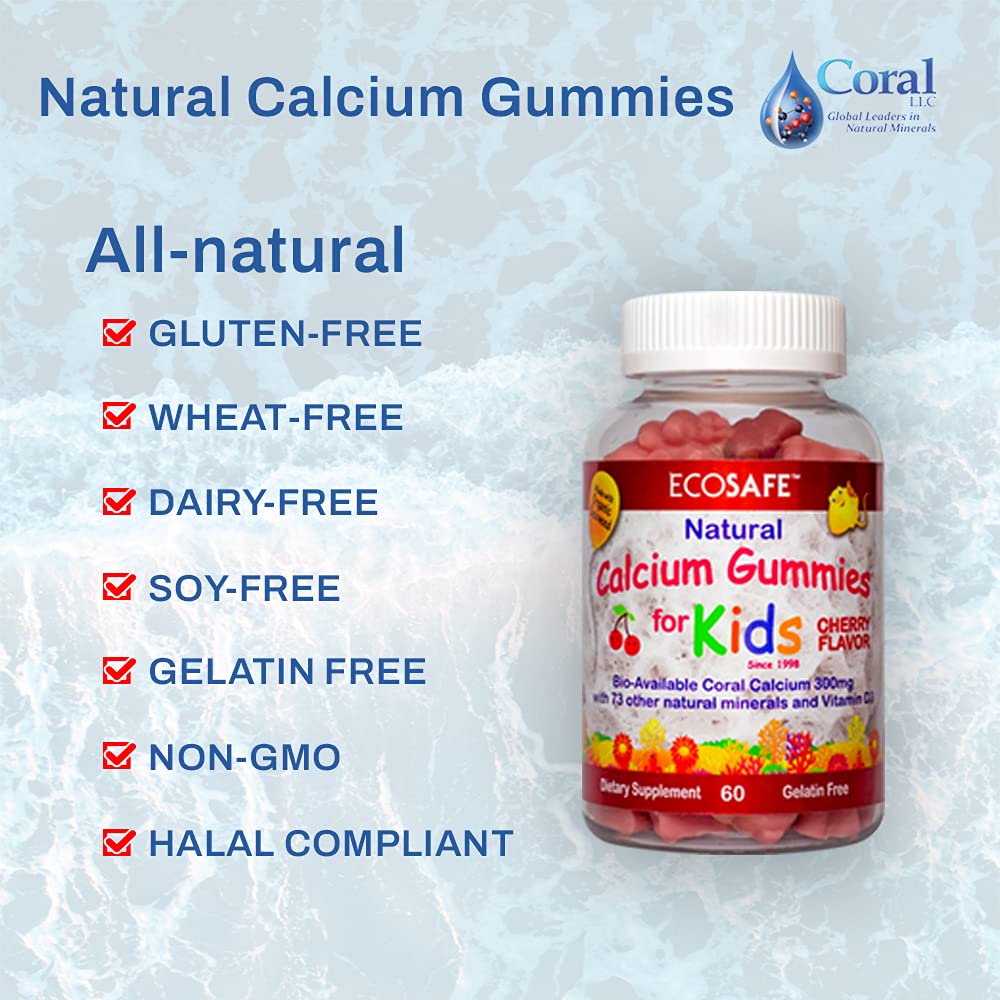 ECO SAFE Coral Calcium D3 Kids Gummies cherry-flavored bite for kids
