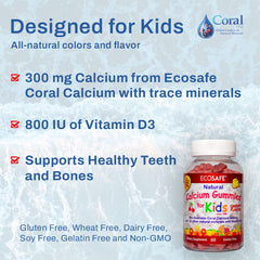 ECO SAFE Coral Calcium D3 Kids Gummies closeup highlighting soft chewy texture