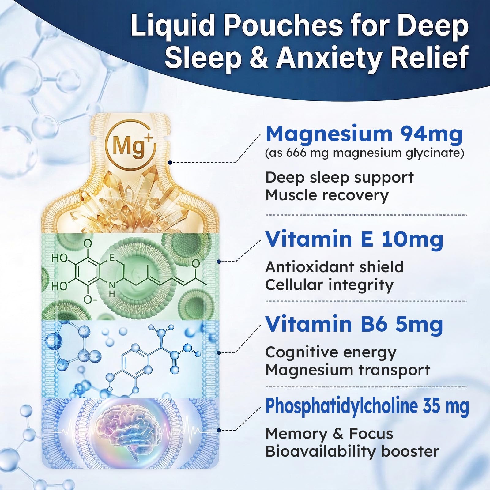 Eco-Taste vanilla liquid pouch being poured for on-the-go wellness.
