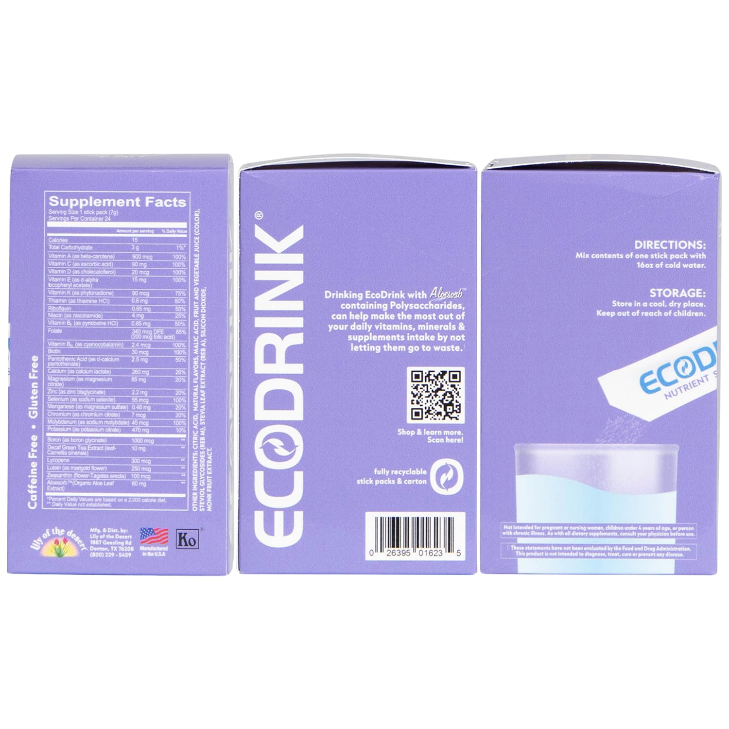 Eco Drink Lily of the Desert Strawberry Lemonade packets offer refreshing flavor plus electrolytes
