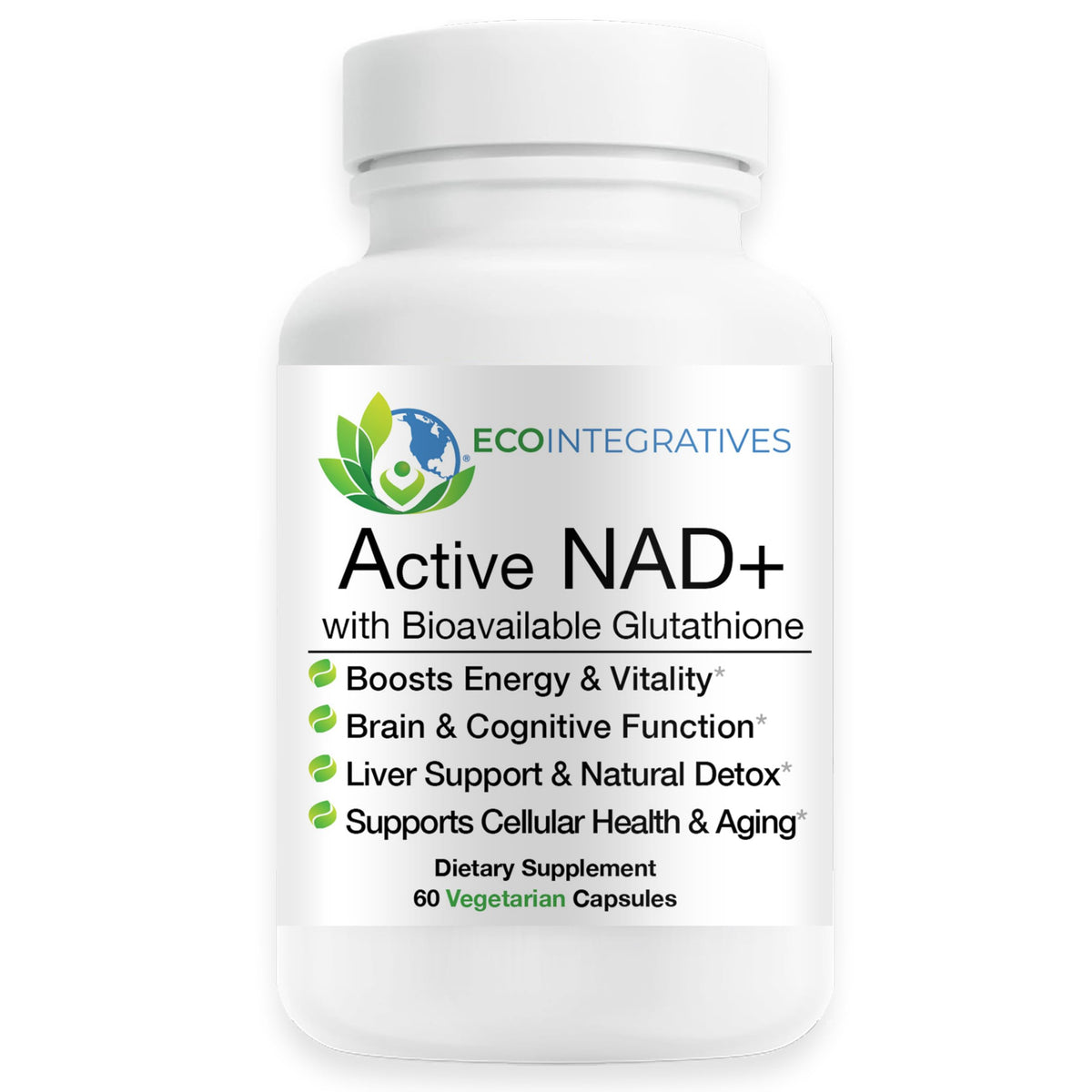 EcoIntegratives Active NAD+ bottle pour showing steady energy support