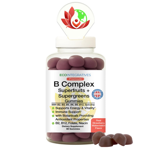 EcoIntegratives B Complex Gummies label closeup showing vitamin blend