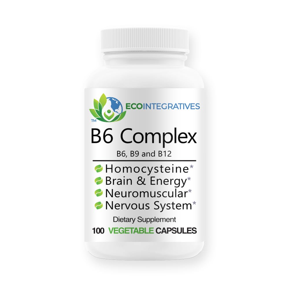 EcoIntegratives B6 Complex bottle showing vegan B vitamins for daily energy support