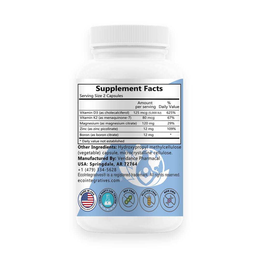 EcoIntegratives D3 Plus Boron capsules closeup for easy daily support.