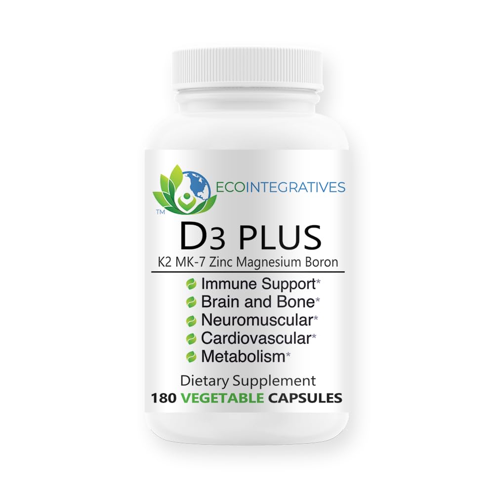 EcoIntegratives D3 Plus Boron bottle shows vitamin D3 for bone and heart health.