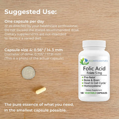EcoIntegratives Folate capsules in bottle, allergen-free and vegan.